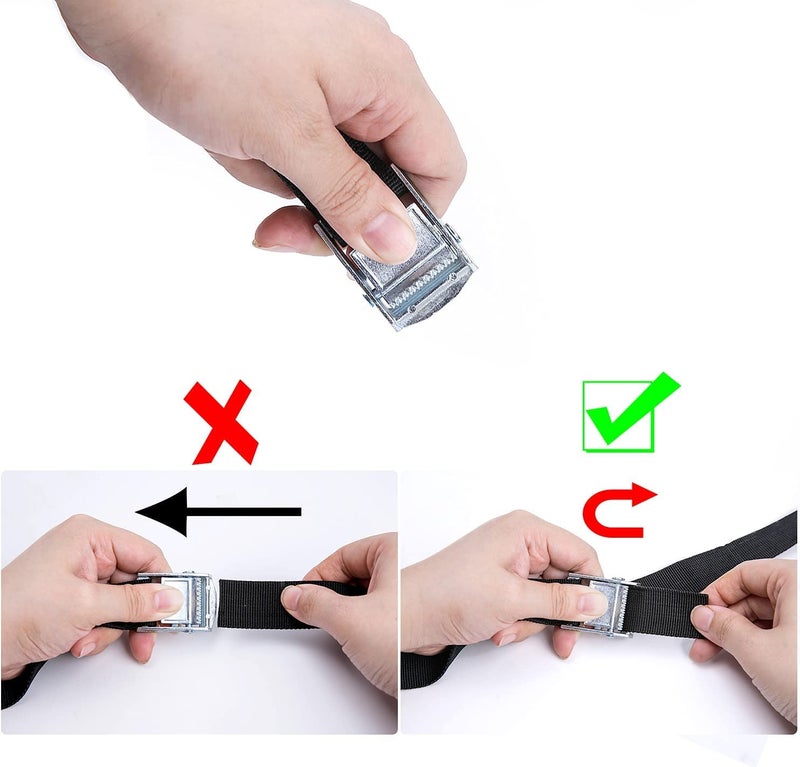 Velidy حزام لشد الأمتعة Velidy 4 قطع 1" × 3.3 قدم قابل للتعديل لزوارق الكاياك، حزام ربط للأمتعة، الدراجات النارية، الشاحنات، سيارات الدفع الرباعي، حوامل السقف للسيارات - Image 4